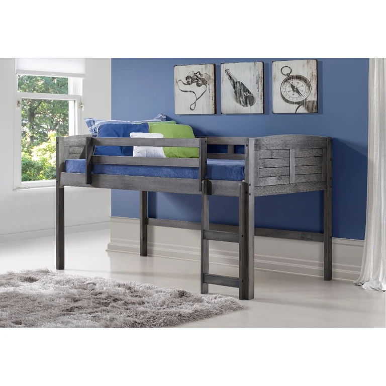 Louver Antique Gray Twin Loft Bed