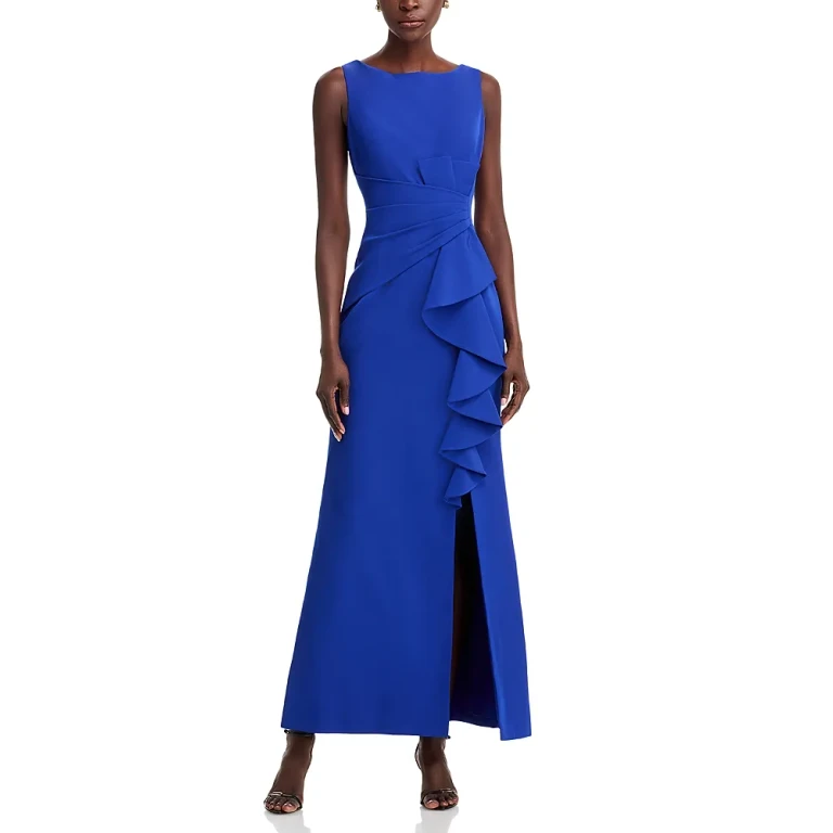 Eliza J Sleeveless Cascading-Ruffle Gown