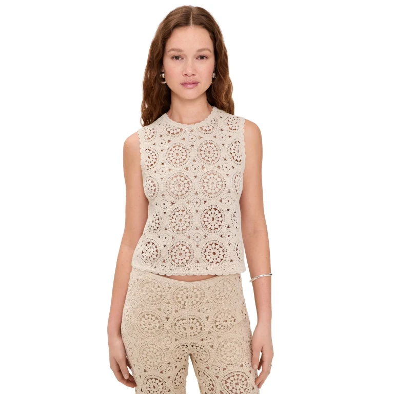 FRAME The Crochet Tank Cream S