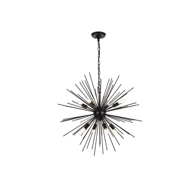 Black Eight Light Pendant from the Timber Collection