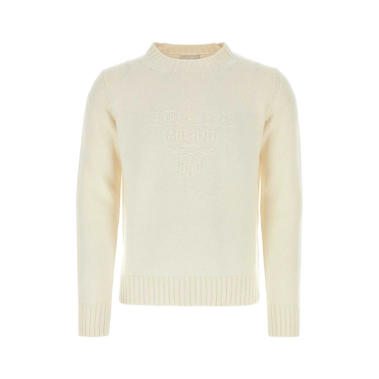 Prada Ivory Wool Blend Sweater Bianco Wswv Maglieria - Men
