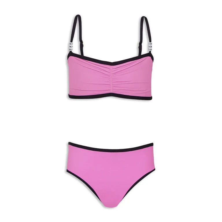 Pq Swim Girls' Xoxo Bead Trim Two Piece Swimsuit - Little Kid, Big Kid