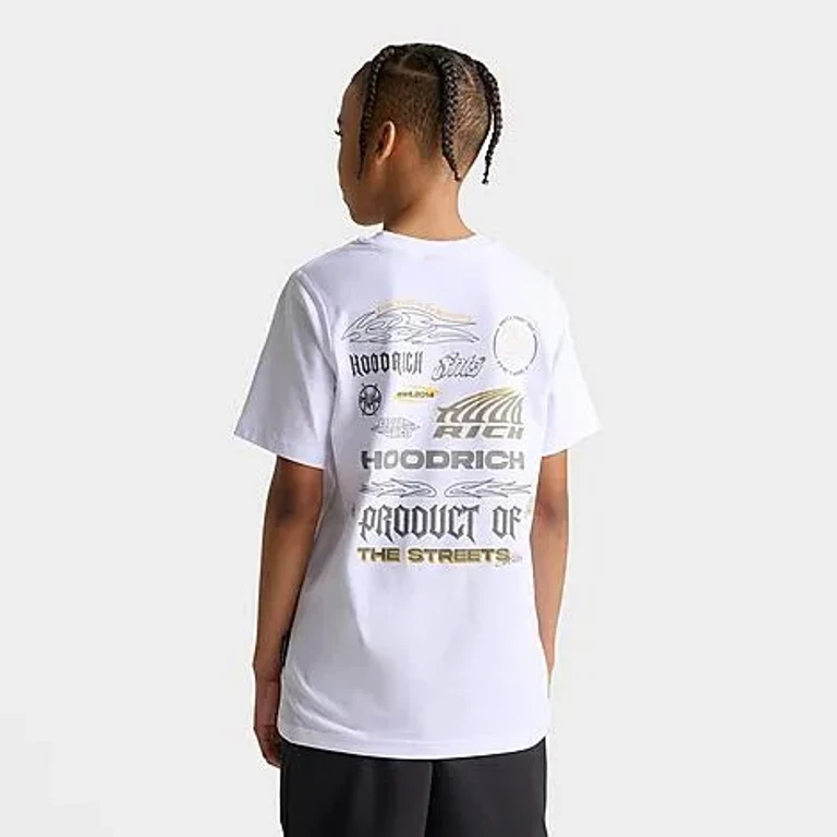 Big Kids Gothic Multi Logo T-Shirt in White Size: Small