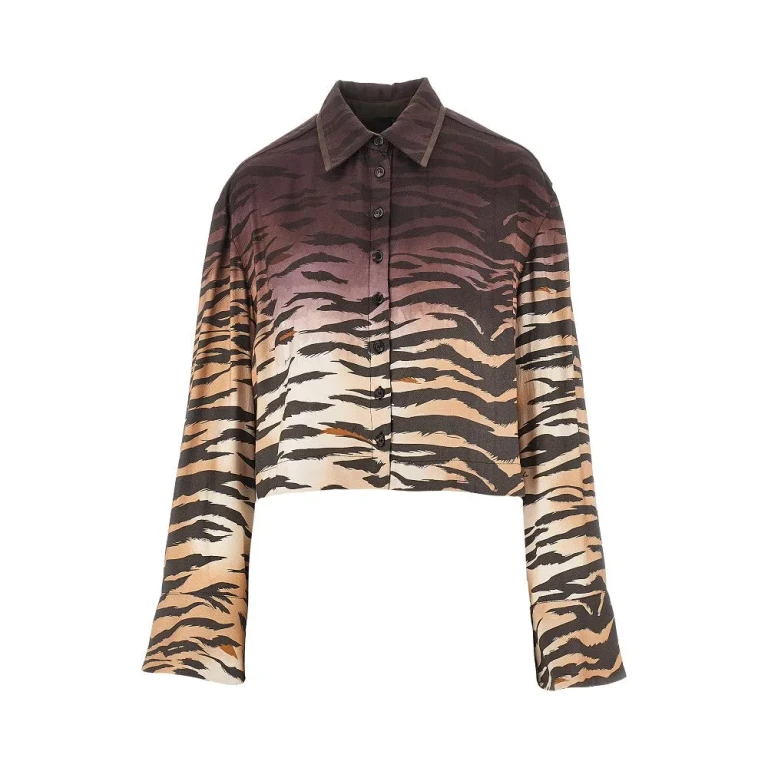 PINKO Animalier twill cropped shirt Woman 38