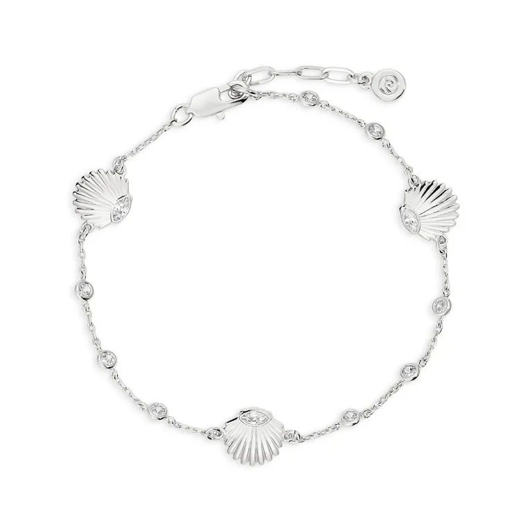 Ettika Santorini Cubic Zirconia Shell Ankle Bracelet
