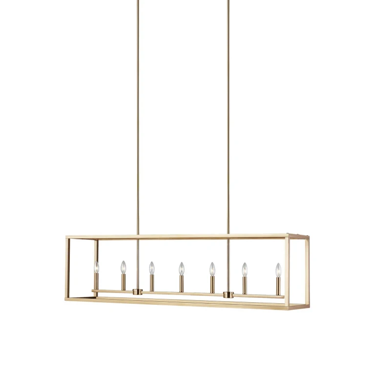 Satin Brass Seven Light Island Pendant from the Moffet Street Collection