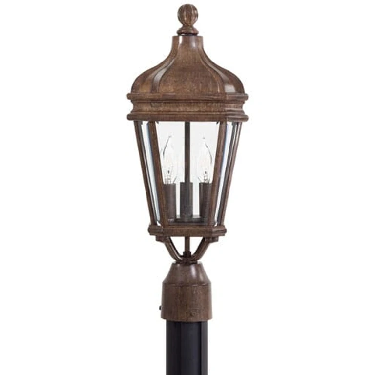 Harrison 3-Light 20" Outdoor Post Light in Vintage Rust