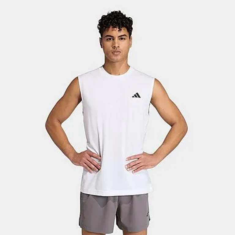 adidas Men's Workout Essentials Feelready Sleeveless T-Shirt in White Size: Small