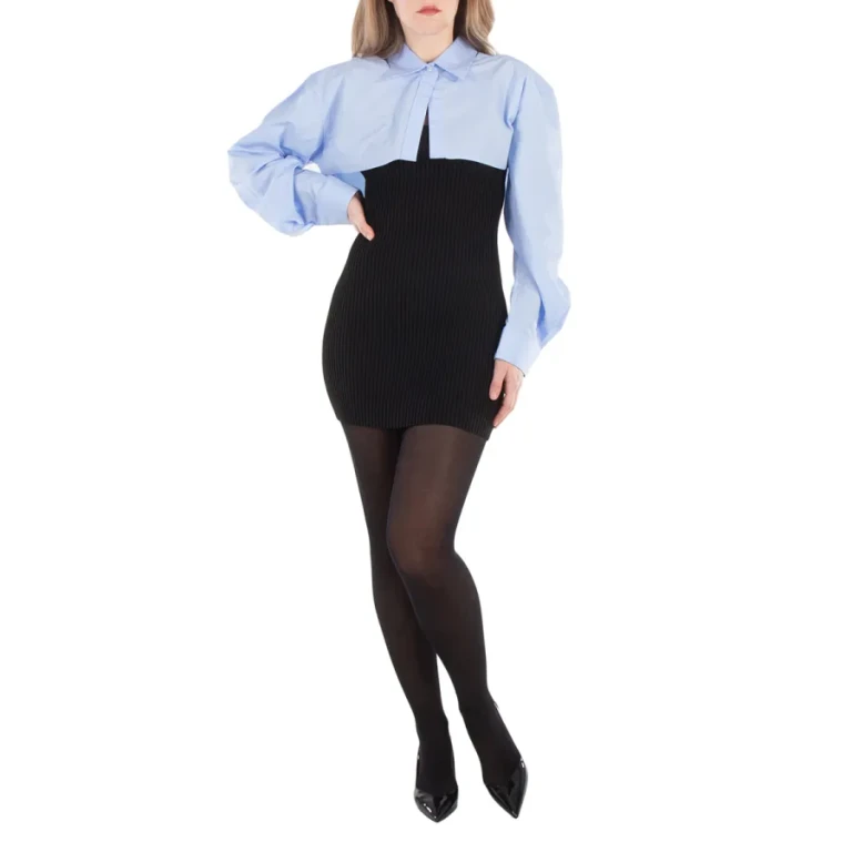 T by Alexander Wang Long Sleeve Ribbed Shirt Dress