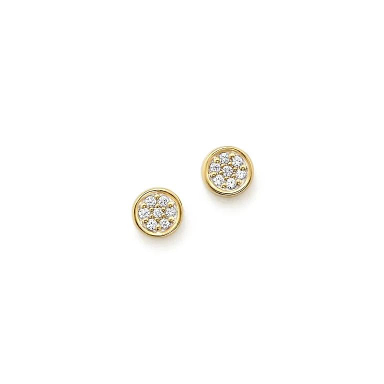 Diamond Bezel Set Small Stud Earrings in 14K Yellow Gold, .10 tcw
