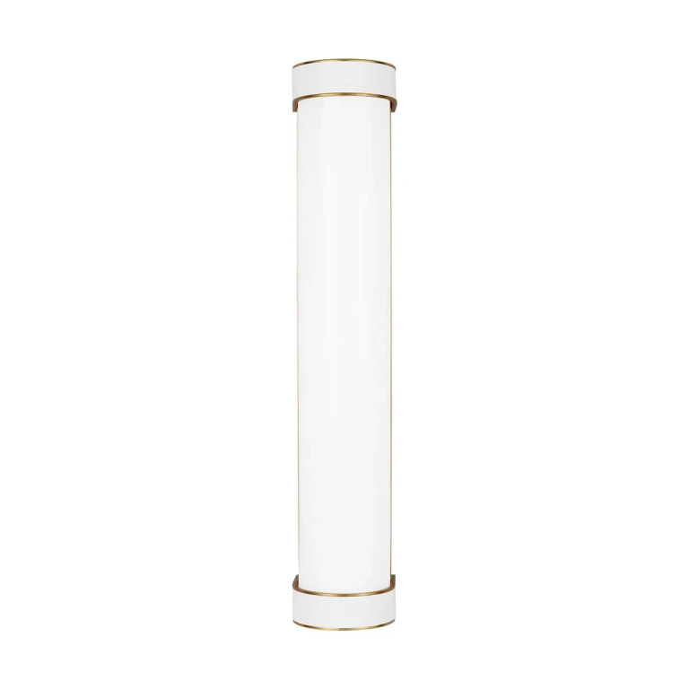 Visual Comfort Studio Monroe Bathroom Vanity Light in Burnished Brass And Gloss White by Kate Spade New York