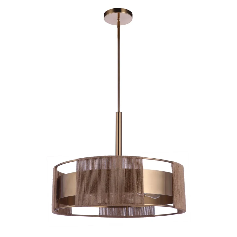 Satin Brass Six Light Pendant from the Kensey Collection