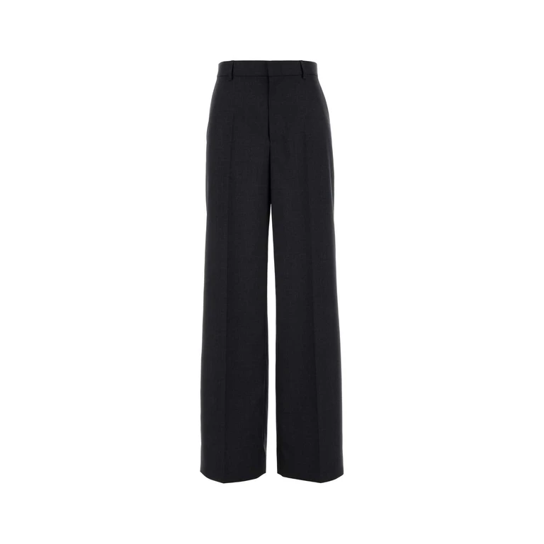 Gucci Charcoal Wool Wide-Leg Pant Grey T Woolmother Pearl Pantaloni - Women