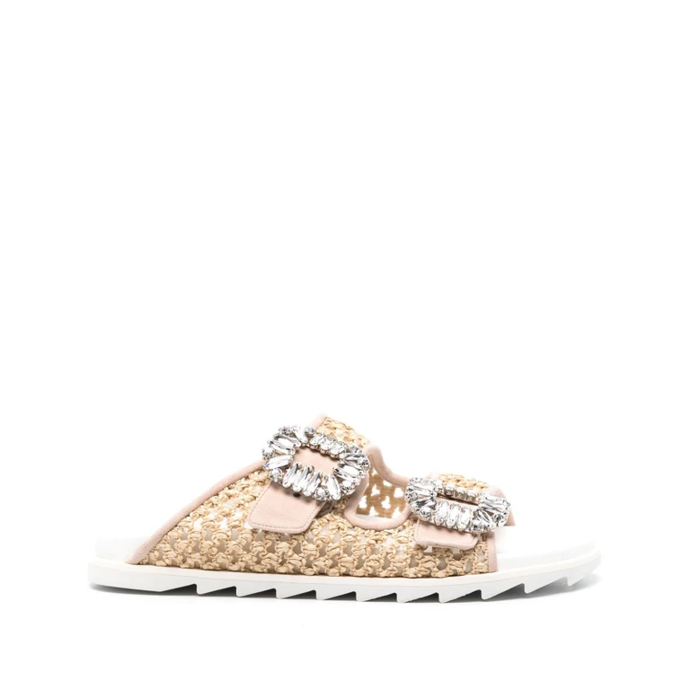 Roger Vivier Sandals Beige Raffia - Women