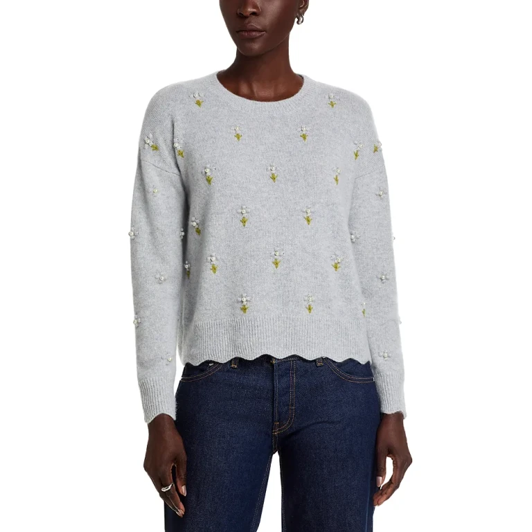 Floral Pearl Embellished Sweater - Exclusive