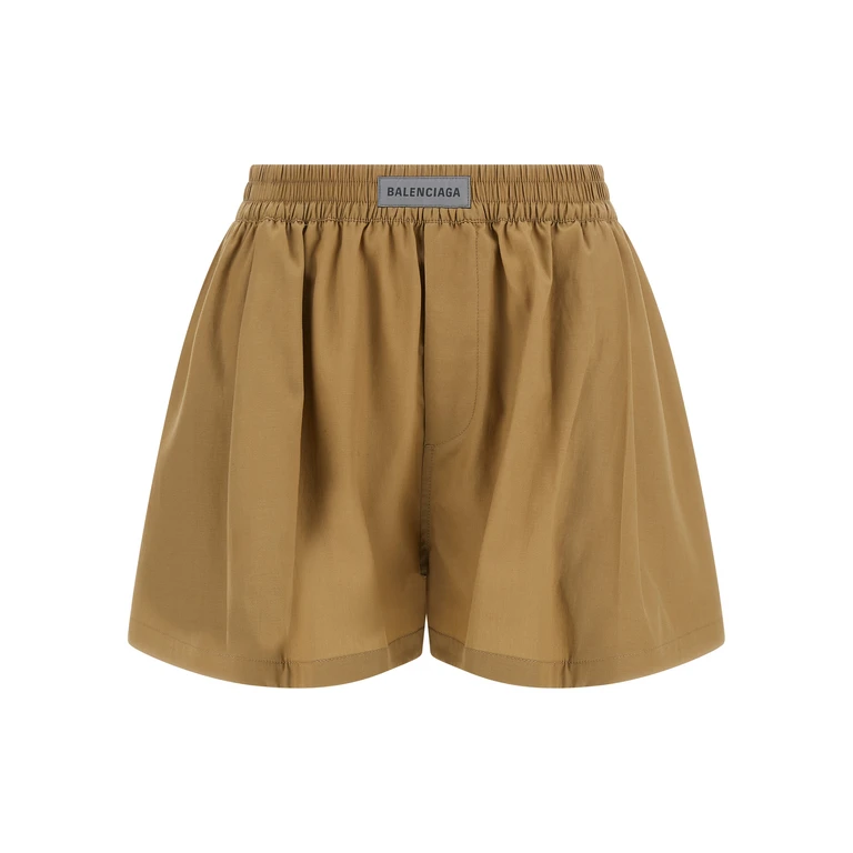 Balenciaga Boxer A-Line shorts Beige Lyocell Cotton Bermuda - Women