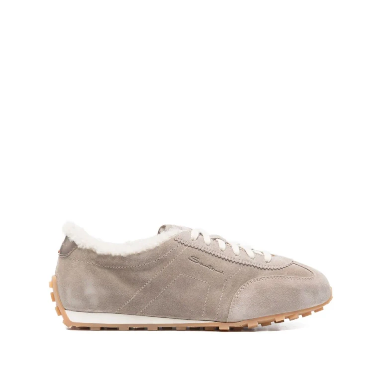 Santoni Santoni Suede And Shearling Sneakers