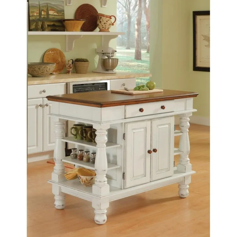 Americana Antiqued White Kitchen Island