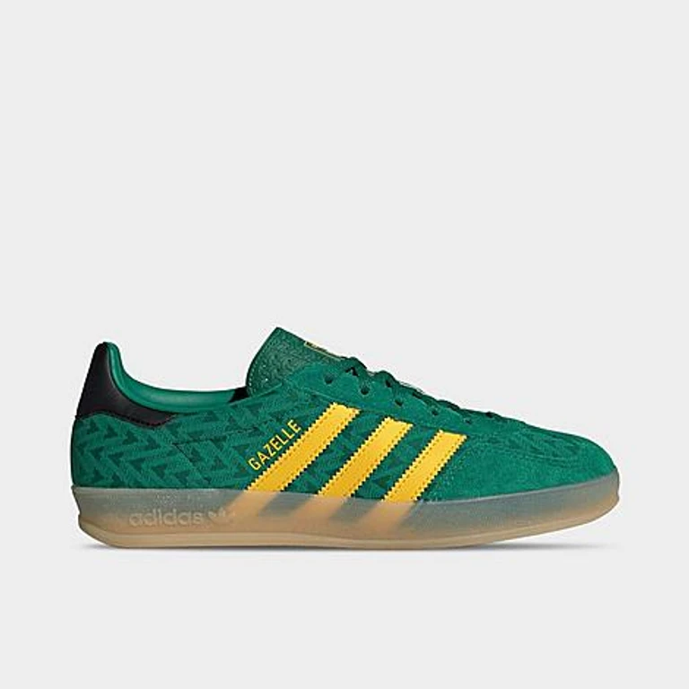 adidas Women's Originals Gazelle Indoor Casual Shoes in Bold Green/Eqt Yellow/Gum Size: 5.5