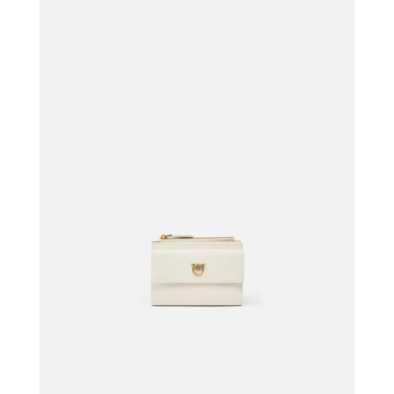 Pinko - Petit portefeuille compact en cuir lisse à logo