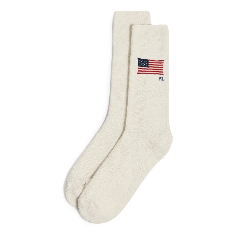 Polo Ralph Lauren Flag Crew Socks Cream 10-13