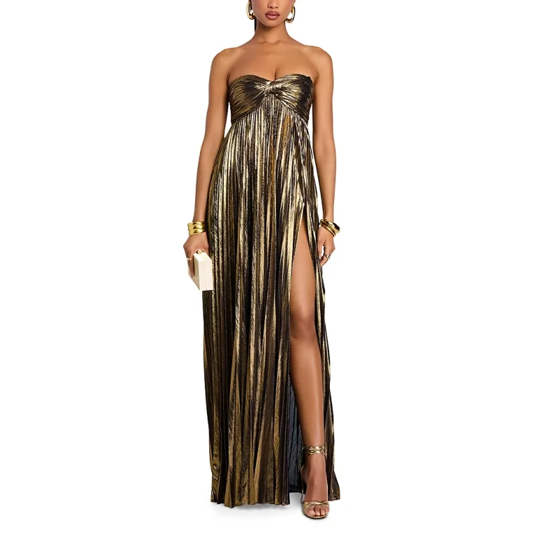 Retrofete Zoa Strapless Metallic Gown