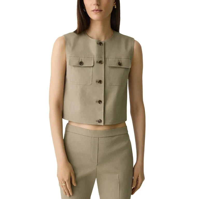 Theory Fitted Sleeveless Linen Vest