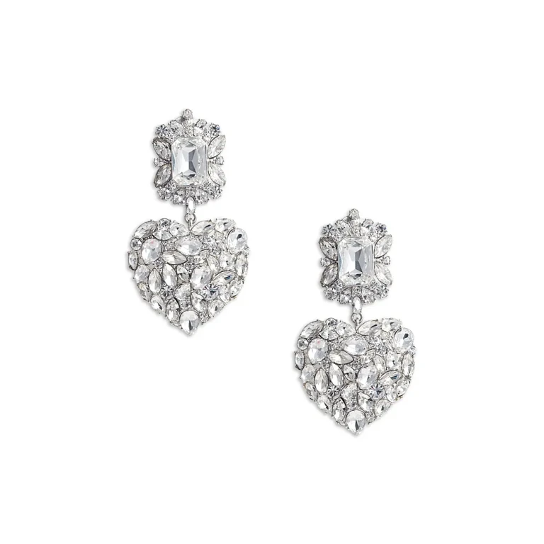 Self-Portrait Crystal Heart Tiered Drop Earrings