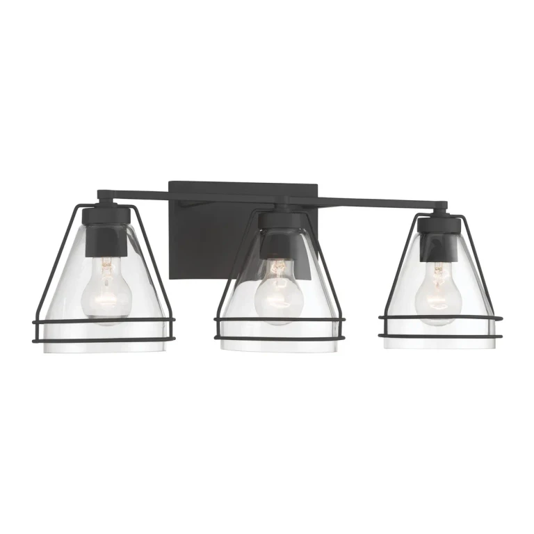 Dark Matte Black Bathroom Vanity Light from the Lorenth Collection