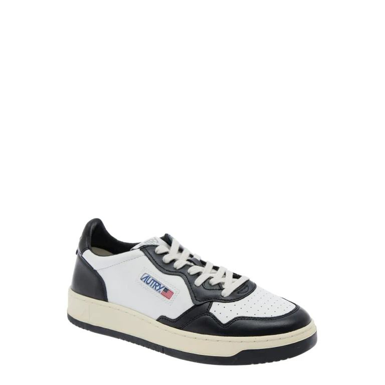 Autry medalist Low-top White And Black Sneakers With Side Logo In Leather Man