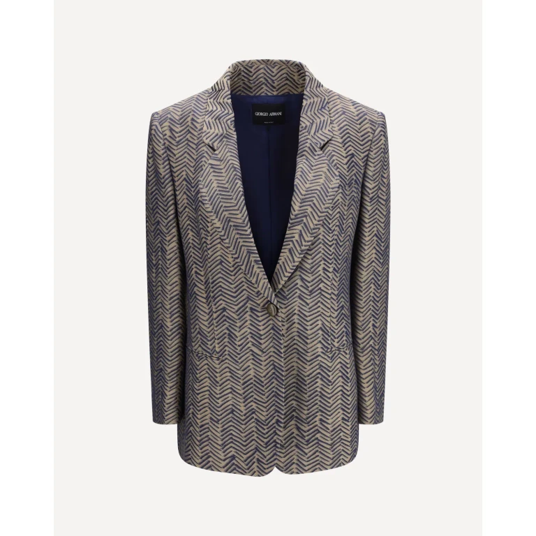 GIORGIO ARMANI Single-breasted Jacket cchevron jacquard viscose Female 42