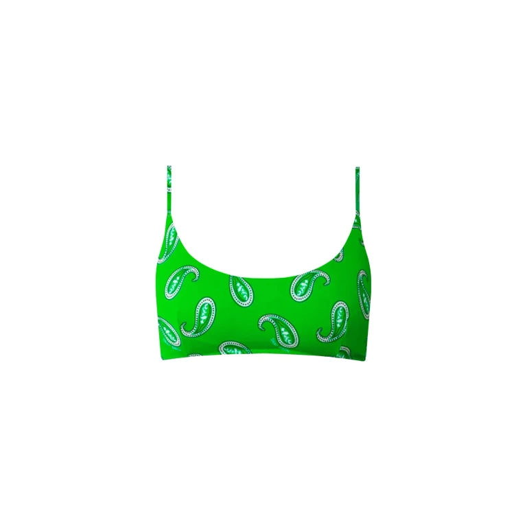 MC2 Saint Barth Green Judy Paisley Print Bralette Bikini Top