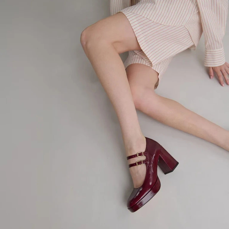 Salomes/babies Verite Cuir Brillant Bordeaux