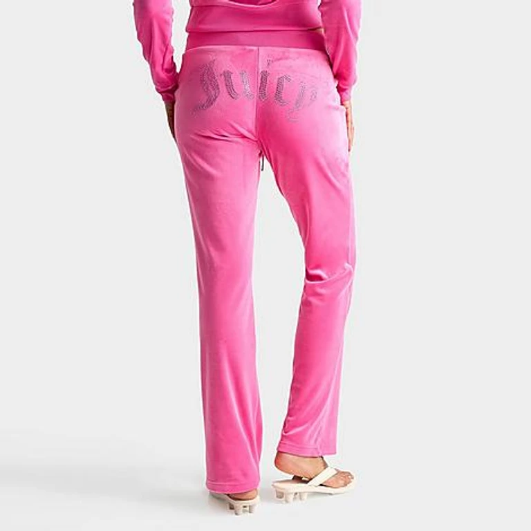 Juicy Couture Women's OG Big Bling Velour Track Pants in Bubblegum Size: XS
