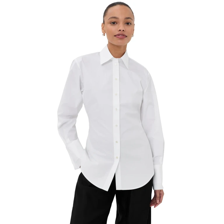 Róhe Double Cuff Shaped Poplin Shirt Optic White 34