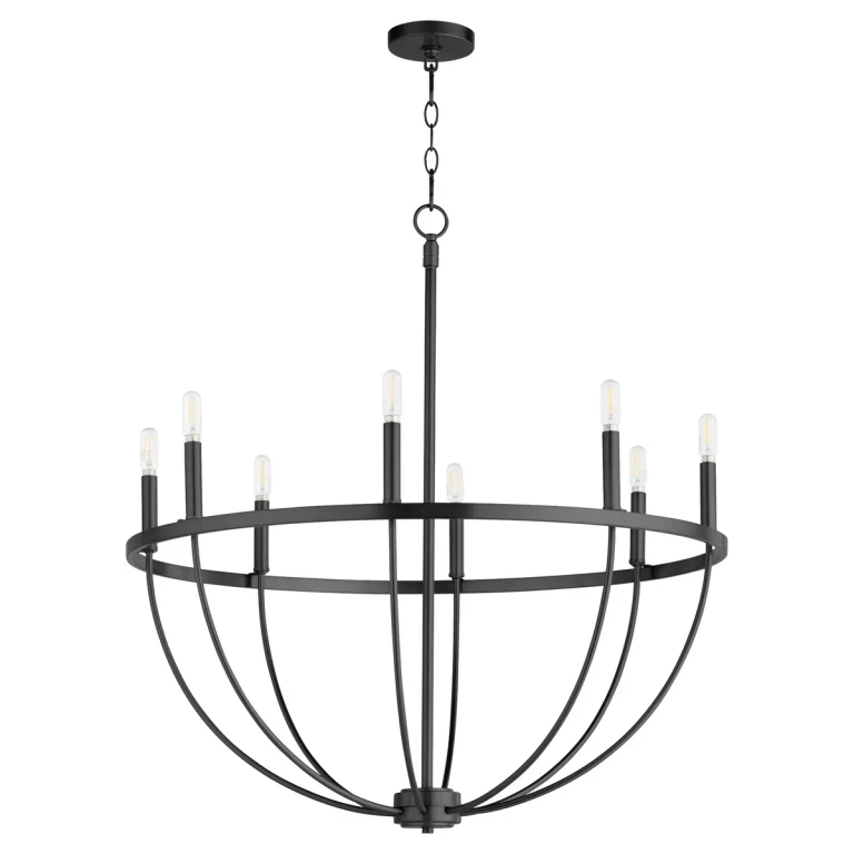 Matte Black Eight Light Chandelier from the Tribute Collection
