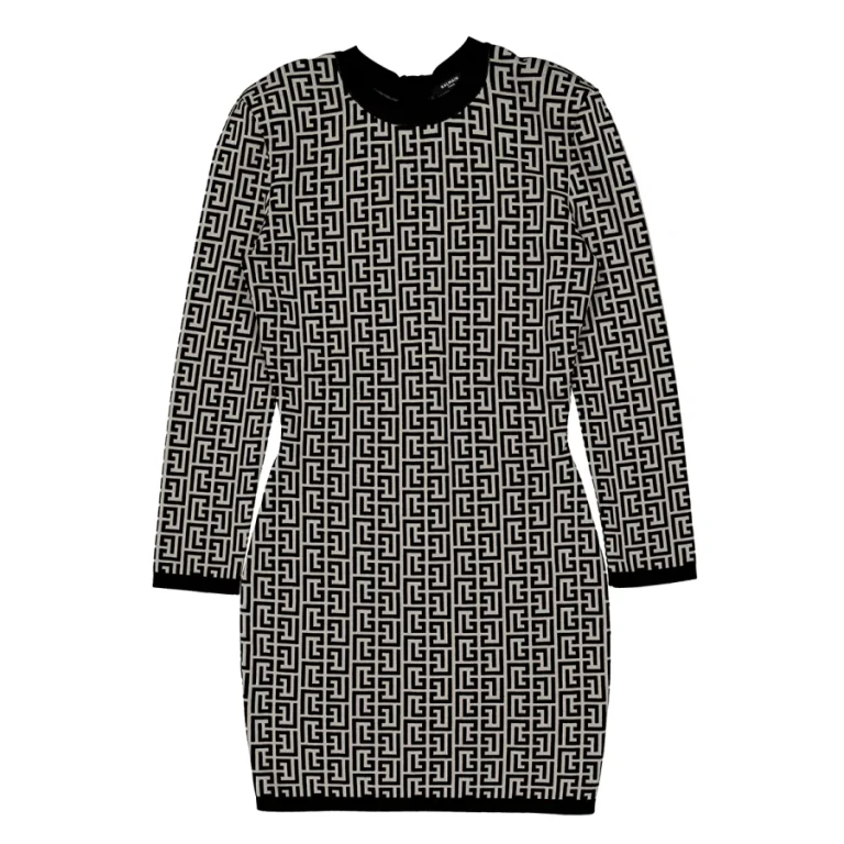 Balmain Jacquard Monogram Mini Dress, Brand Size 40 (US Size 8)