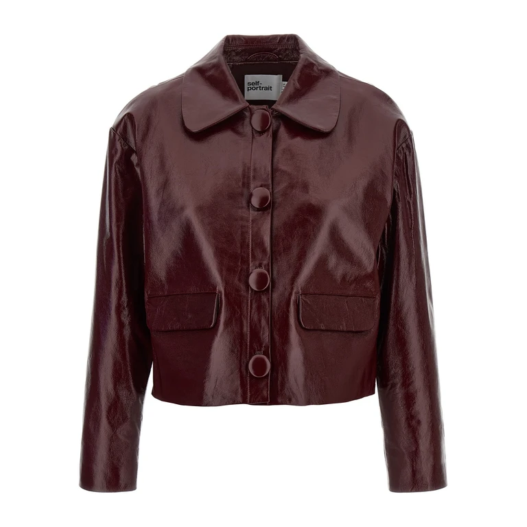 Self Portrait Blouson En Cuir - Rouge Brun (PF25091JBUBURGUNDY)