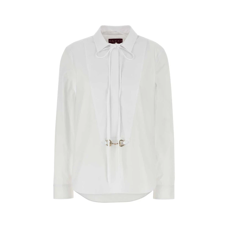 Gucci White Poplin Shirt Exterior: Cotton Camicie - Women