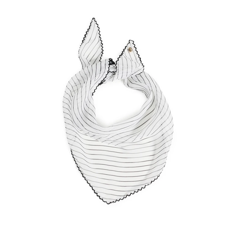 Lele Sadoughi Trim Triangle Scarf Ivory Stripe One Size