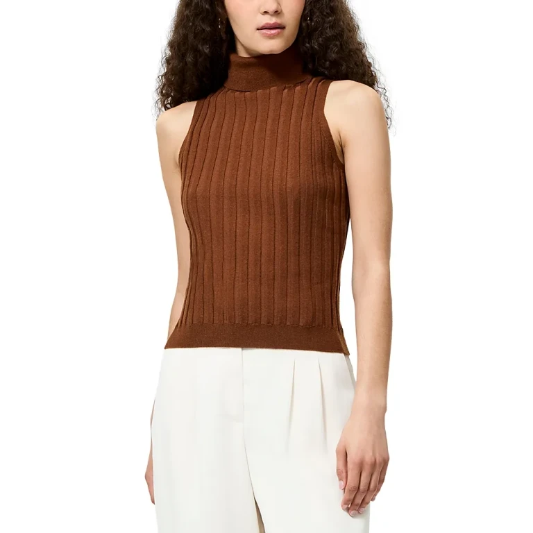 French Connection Padma Fine Knit Turtleneck Tank Top