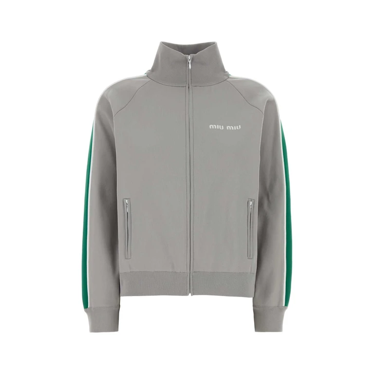 Miu Miu Light Grey Tech Fabric Sweatshirt Grigioverde Maglieria - Women