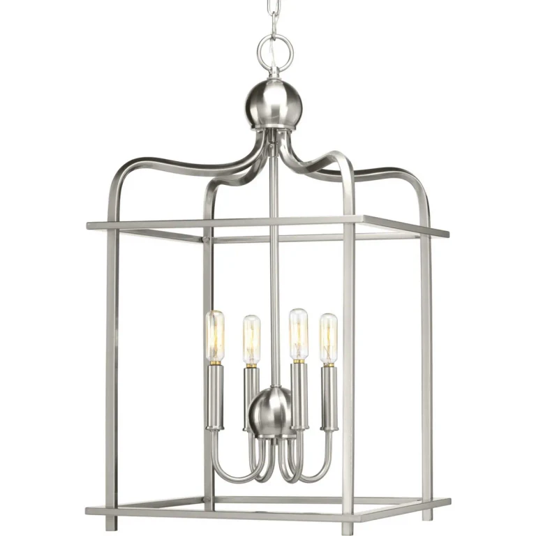 Brushed Nickel Four Light Foyer Pendant from the Assembly Hall Collection