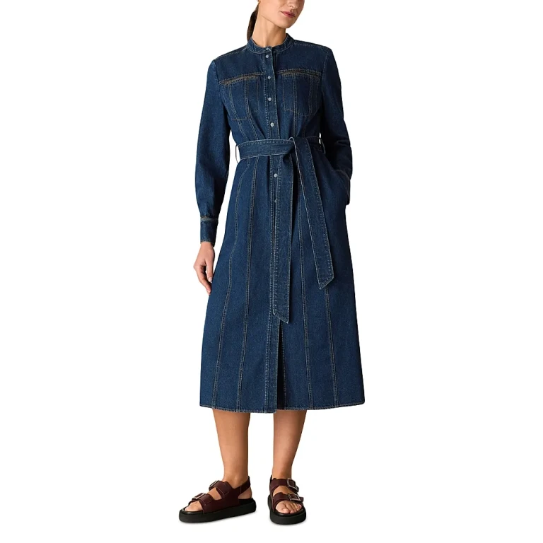 Whistles Myra Denim Midi Dress
