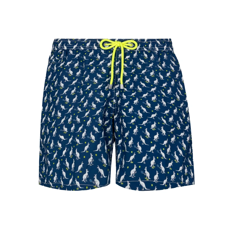 Mc2 Saint Barth Lightweight Fabric Swim Shorts Lighting With Australian Print Brand Special Edition Blue Swimshort - Men