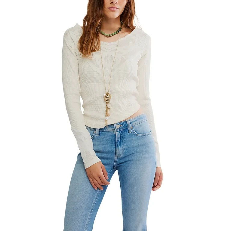 Free People Butterfly Lace Trim Top