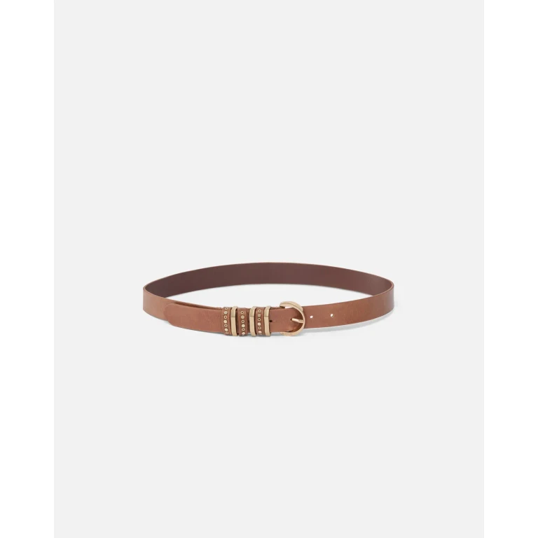 Pinko Glänzender Leder-Gürtel mit Metallschlaufen 3 cm
