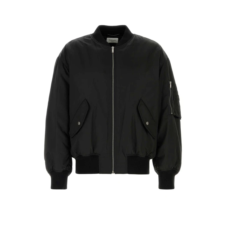 Saint Laurent Black Nylon Bomber Jacket Noir Giubbini - Men