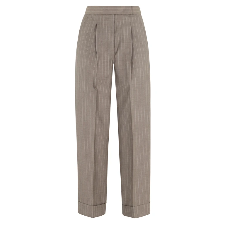 Max Mara Manetta Brown Lana Vergine Pantaloni - Women