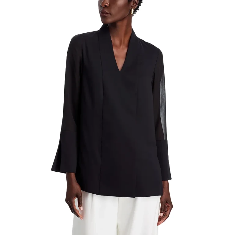 Misook Sheer Sleeve Blouse